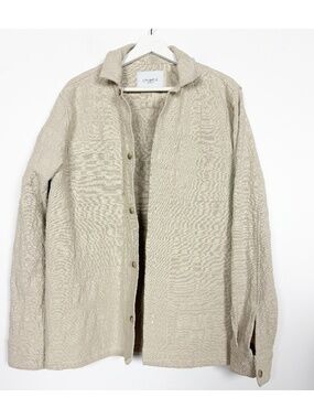 Les Deux Men's Isaac Overshirt Jacket Size M Medium Ivory Beige Button closure